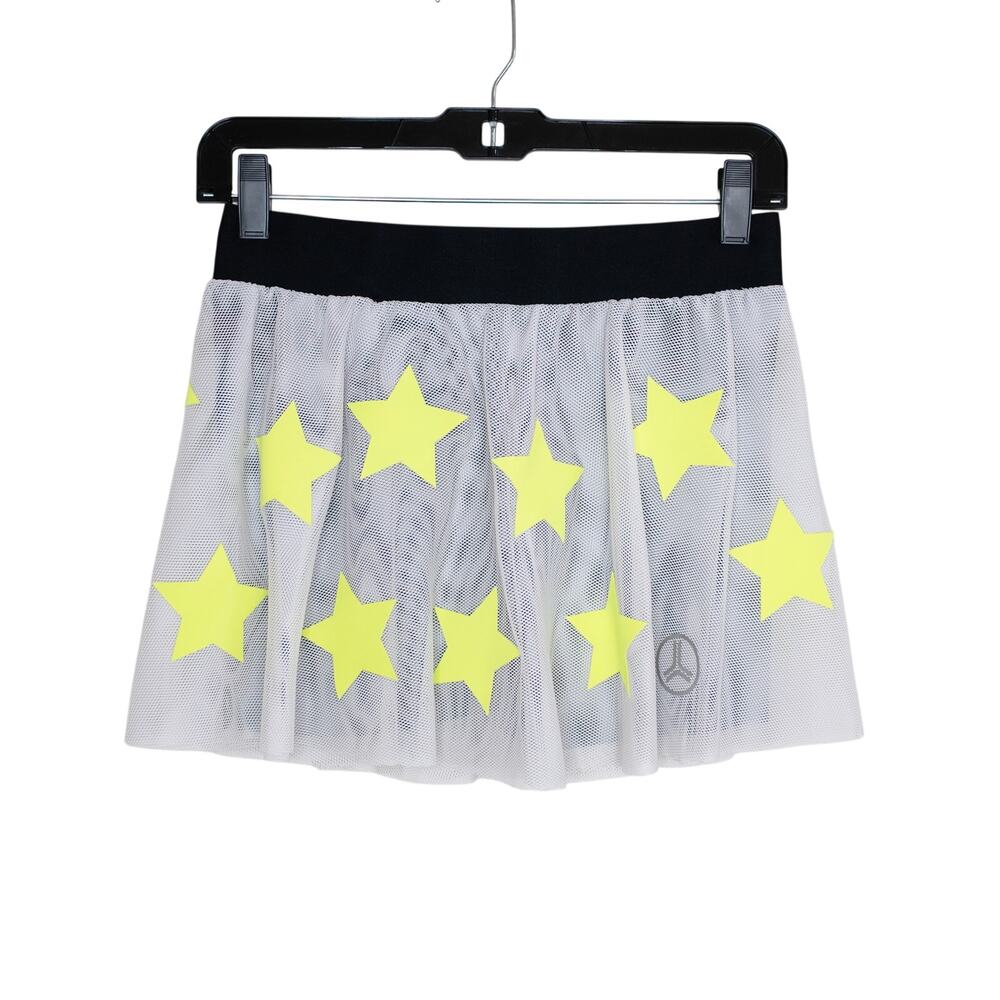 Ultracor Speed Knockout Skirt White Yellow Mesh Star Print Shorts Skort SZ M